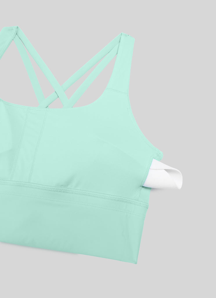 CRZ YOGA Womens Strappy Longline Nakedfeel Training Sports Bra Mint Moment