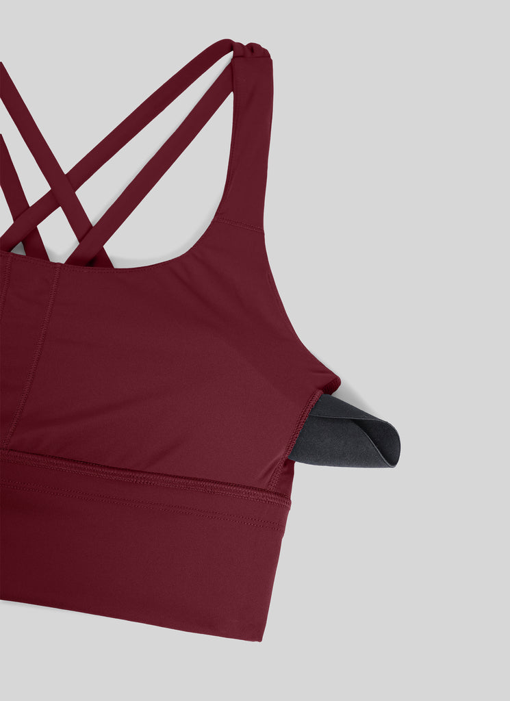 CRZ YOGA Womens Strappy Longline Nakedfeel Training Sports Bra White Apricot