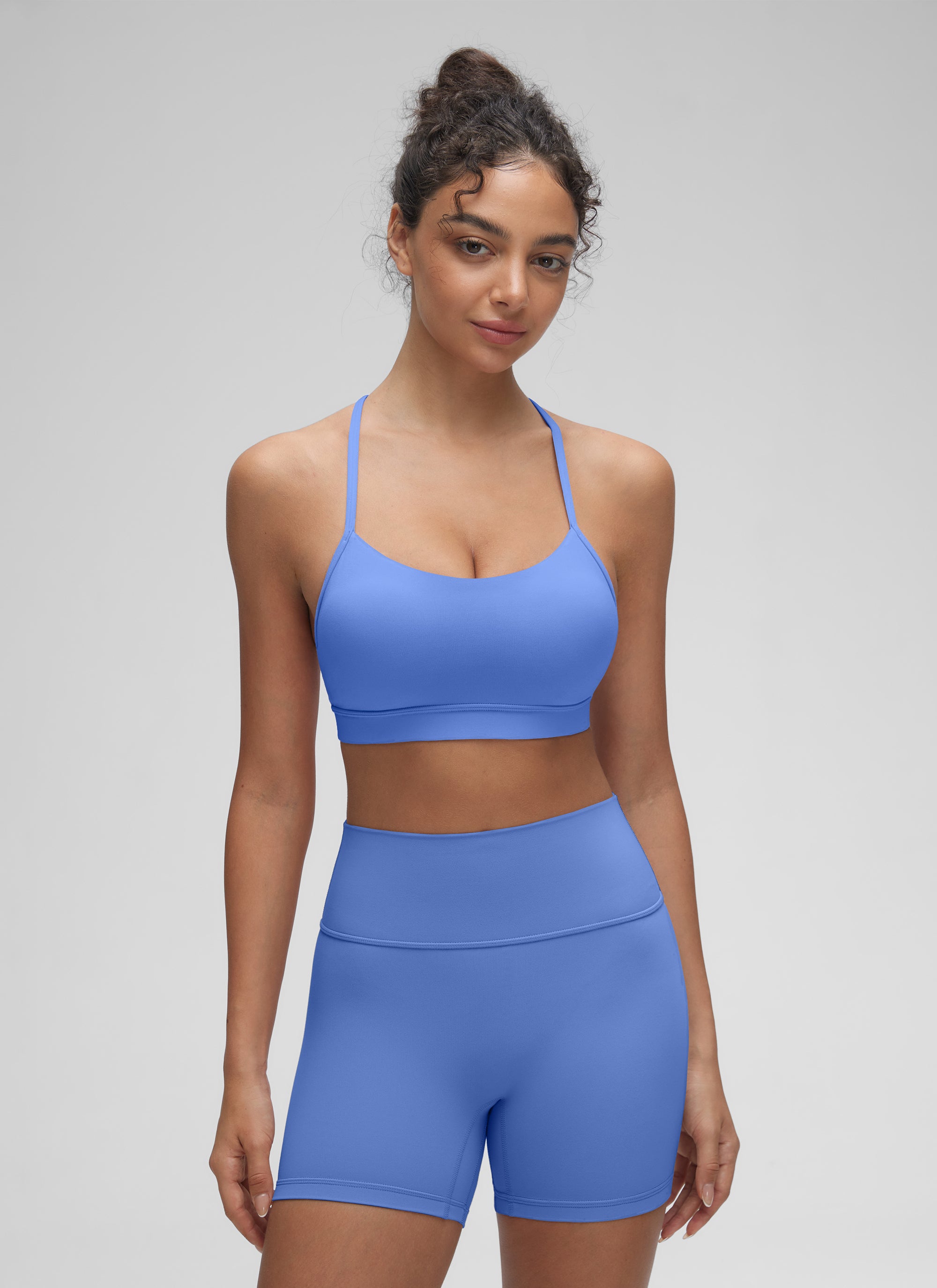 CRZ YOGA Women's Yoga Light Support Butterluxe Sports Bra Y back Wild Indigo