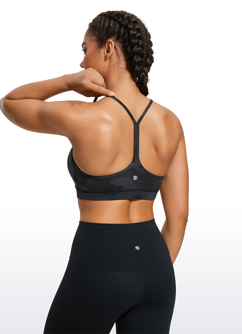 CRZ YOGA Women's Yoga Light Support Butterluxe Sports Bra Y back Dark Grey Camouflage 2