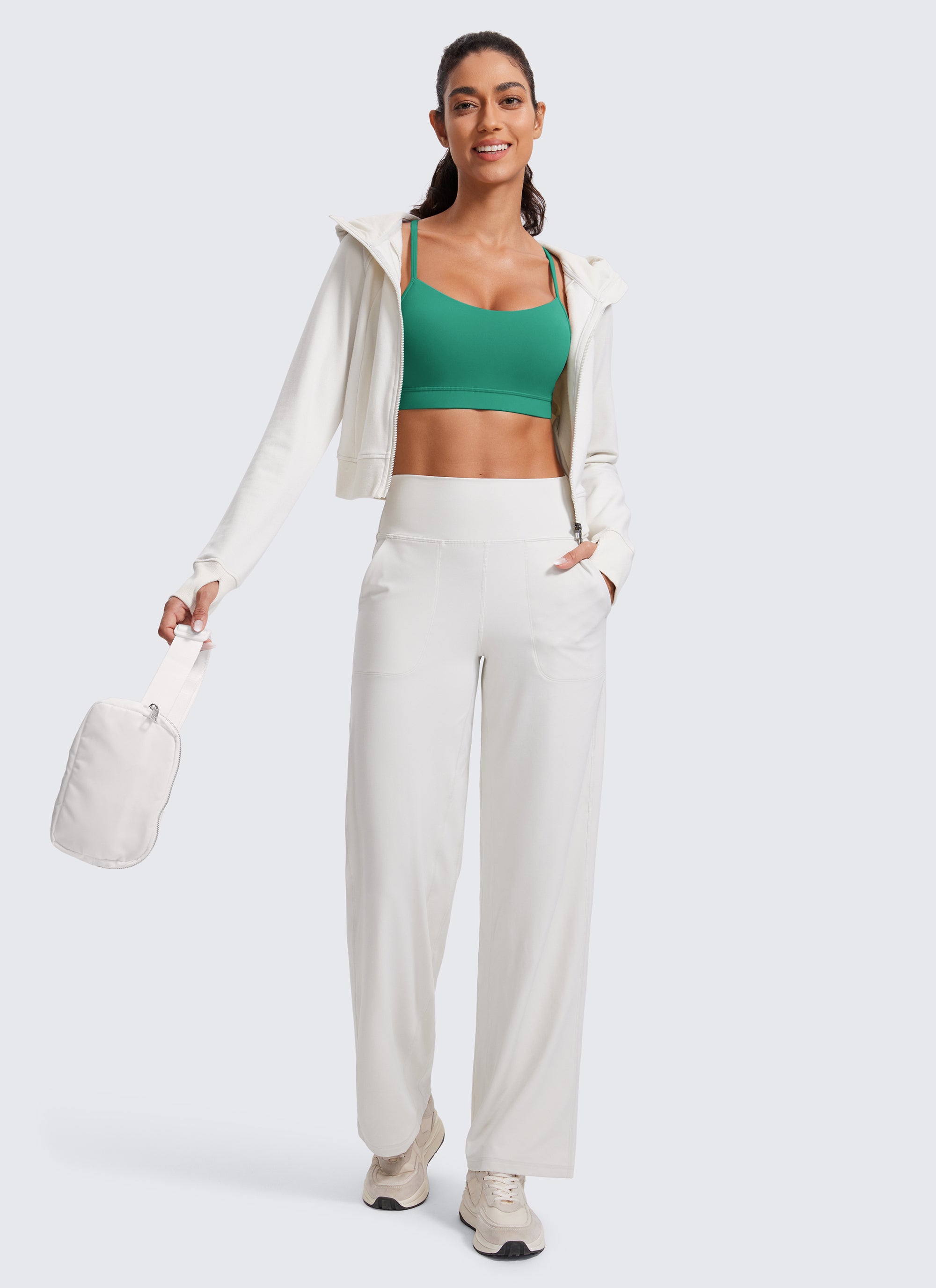 CRZ YOGA Women's Yoga Light Support Butterluxe Sports Bra Y back Cascadia Green