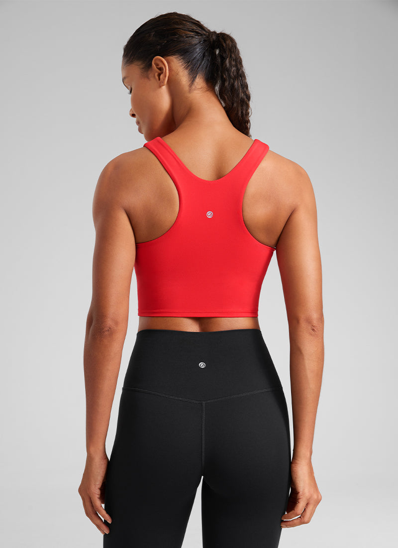 CRZ YOGA  Women's Yoga Low Support Butterluxe Tank High Neck Racerback Deep Red