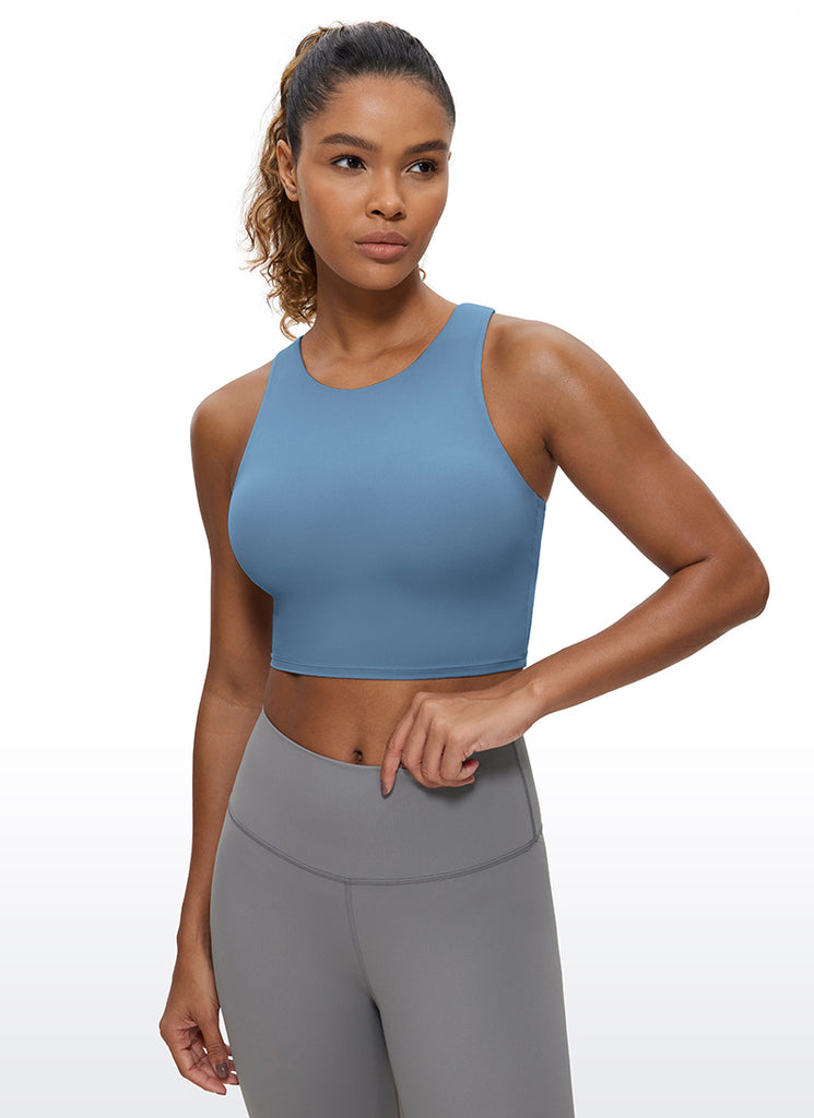 CRZ YOGA  Women's Yoga Low Support Butterluxe Tank High Neck Racerback Sparkle Blue
