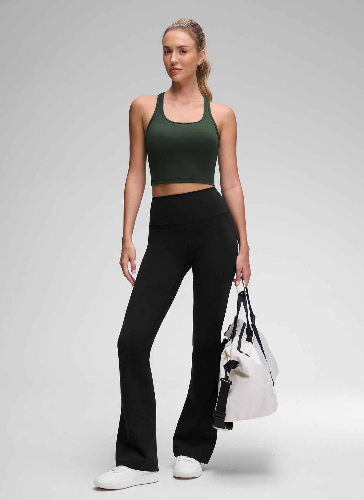CRZ YOGA Women's Yoga Low support Butterluxe Scoop Neck Bra Y-Back Legend Green