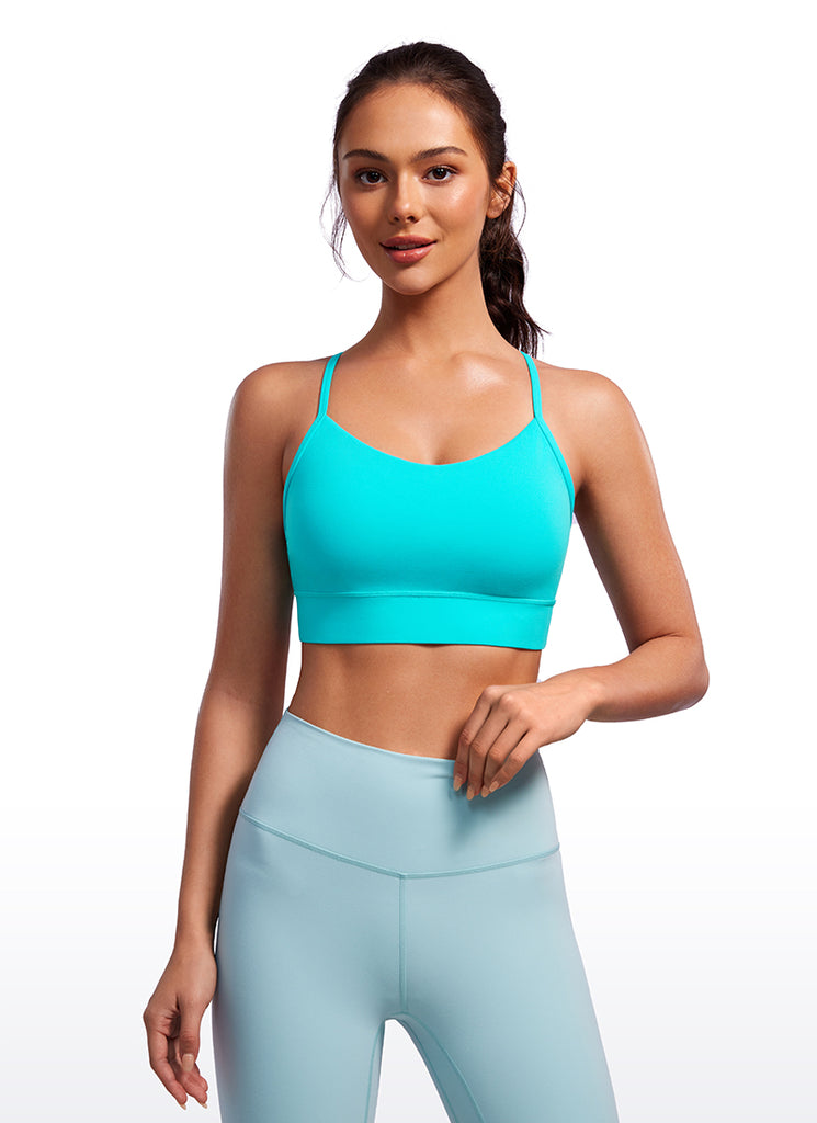 CRZ YOGA Women's Yoga Light Support Butterluxe Longline Bra Y-Back Noctilucence Red