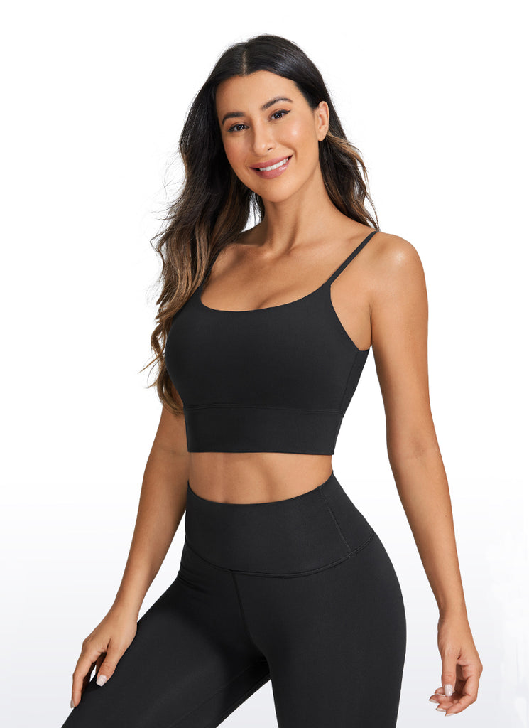 CRZ YOGA Women's Yoga Light Support Longline Bra Adjustable Straps Deep Red