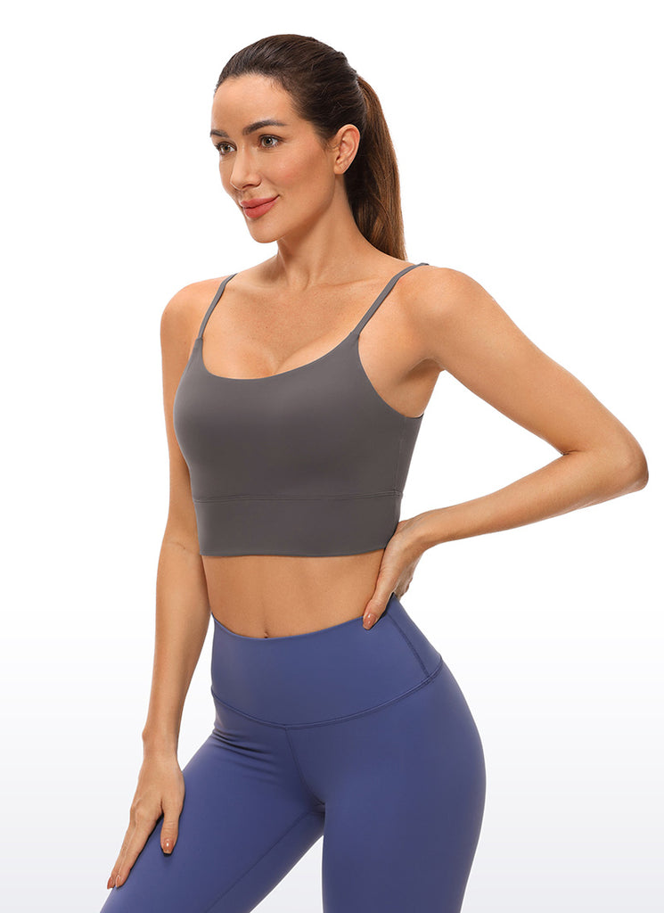 CRZ YOGA Women's Yoga Light Support Longline Bra Adjustable Straps Crimson