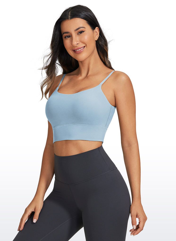CRZ YOGA Women's Yoga Light Support Longline Bra Adjustable Straps Grey Sage