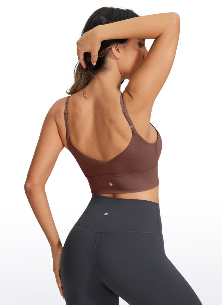 CRZ YOGA Women's Yoga Light Support Longline Bra Adjustable Straps Grey Sage