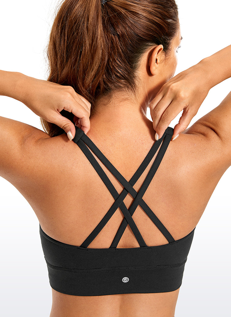 CRZ YOGA Women's Training Medium Support Butterluxe Bra Strappy back True Navy