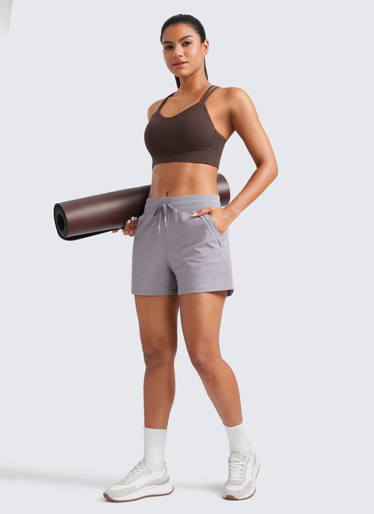 CRZ YOGA Womens Butterluxe Strappy Longline Criss Cross Molded Cup Bra Vita Pink