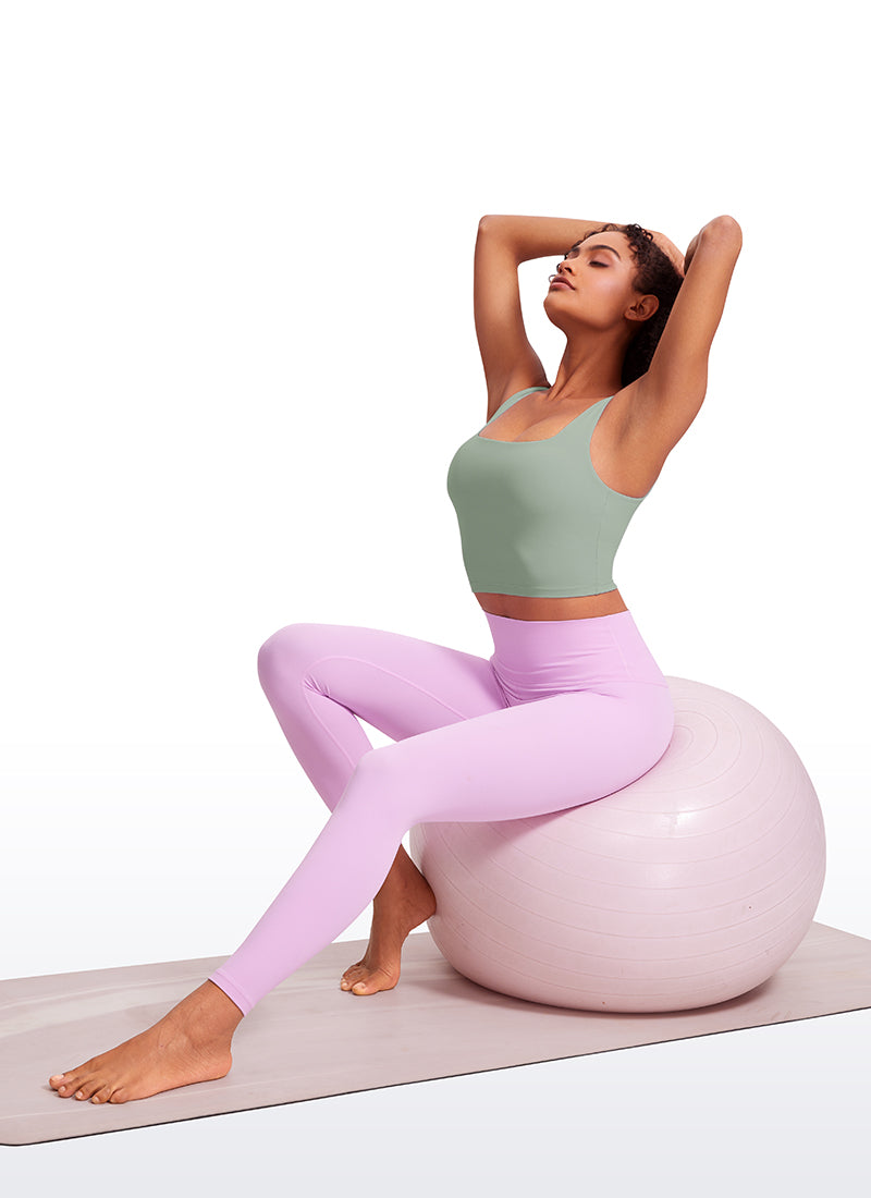 CRZ YOGA Women's Yoga Low Impact Butterluxe Longline Bra Square Neck Green Palm Court