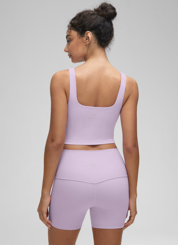 CRZ YOGA Women's Yoga Low Impact Butterluxe Longline Bra Square Neck Green Palm Court