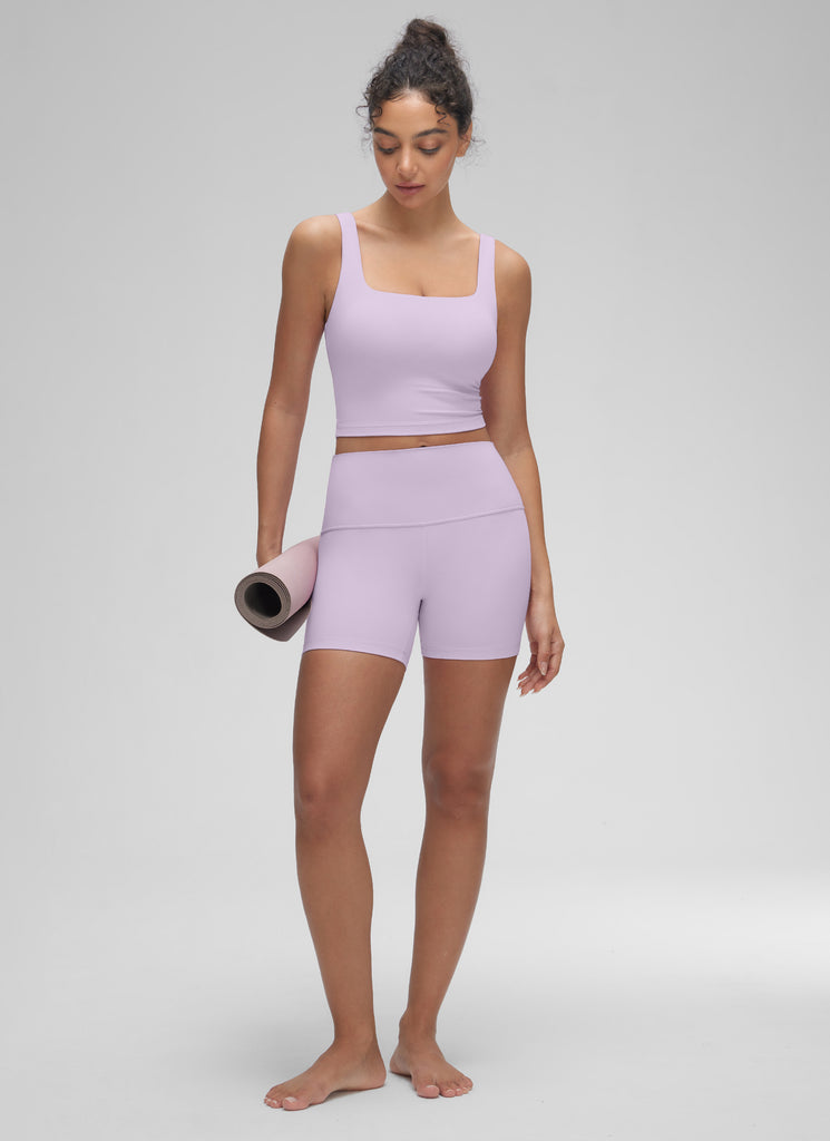 CRZ YOGA Women's Yoga Low Impact Butterluxe Longline Bra Square Neck Green Palm Court