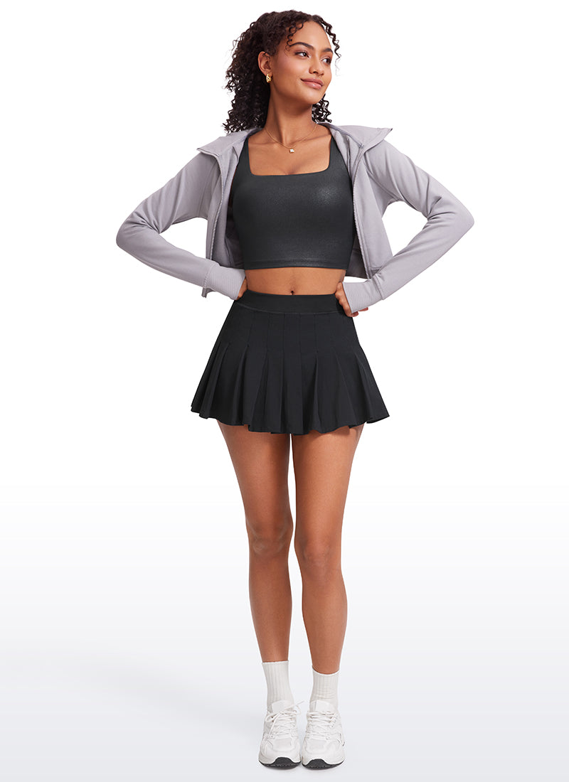 CRZ YOGA Women's Yoga Low Impact Butterluxe Longline Bra Square Neck Black Foil Pattern