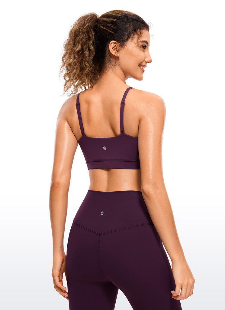 CRZ YOGA Womens Butterluxe  Adjustable Spaghetti Thin Strap Sports Bra White