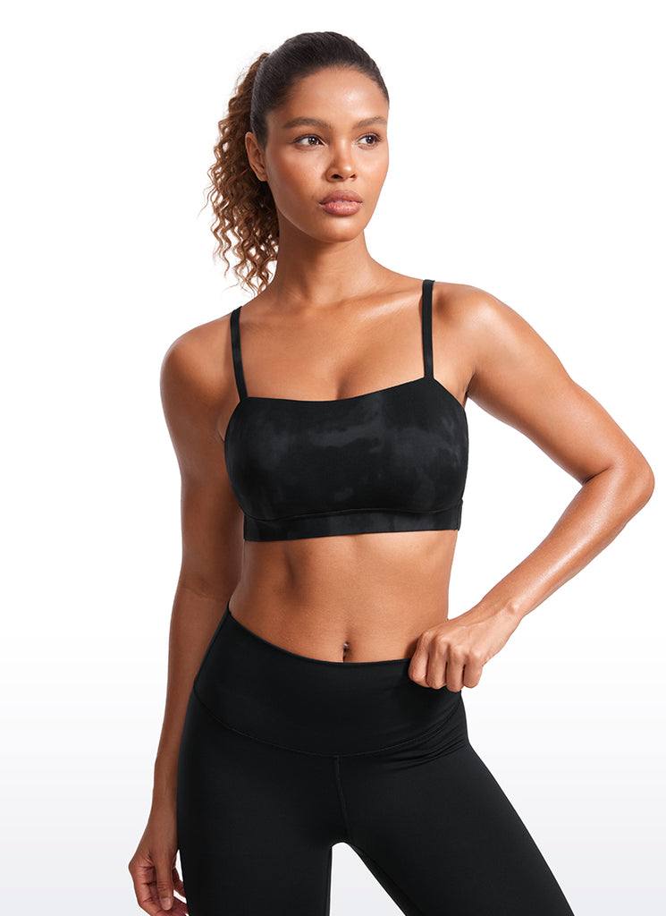 CRZ YOGA Womens Butterluxe  Adjustable Spaghetti Thin Strap Sports Bra Deep Red