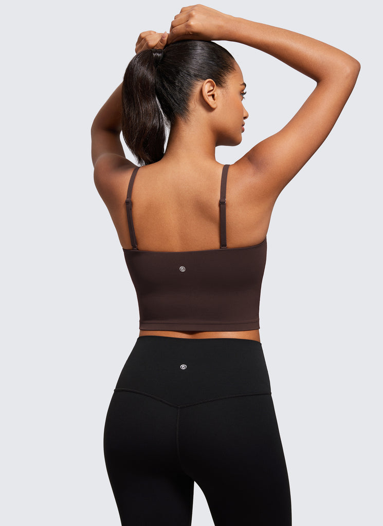 CRZ YOGA Womens Butterluxe Longline Adjustable Thin Strap Sports Bra Strawberry Pink