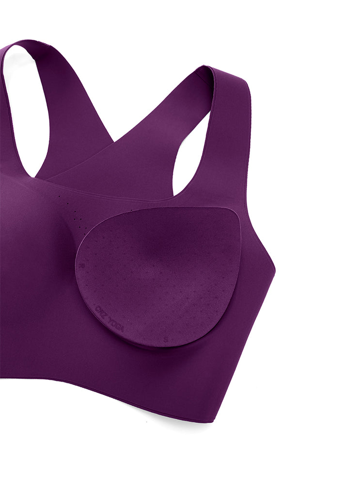 CRZ YOGA Womens U Neck High Impact Training Sports Bra Racerback Hibiscus Purple