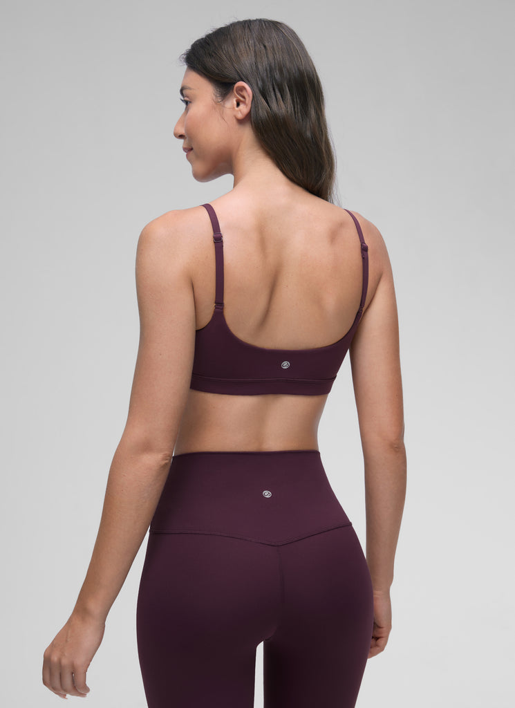 CRZ YOGA Womens Butterluxe Adjustable Spaghetti Strap Scoop Neck Bra Deep Purple