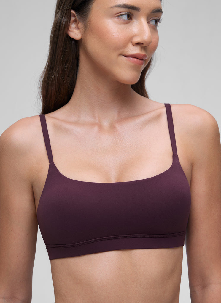 CRZ YOGA Womens Butterluxe Adjustable Spaghetti Strap Scoop Neck Bra Deep Purple
