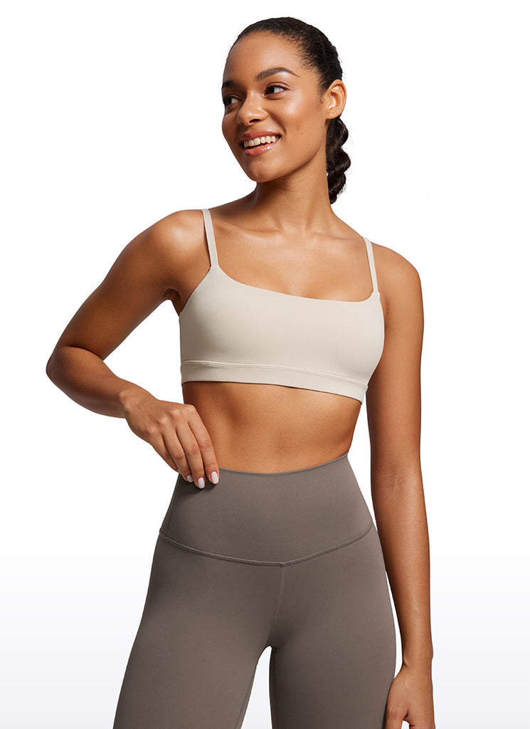 CRZ YOGA Womens Butterluxe Adjustable Spaghetti Strap Scoop Neck Bra Sparkle Blue