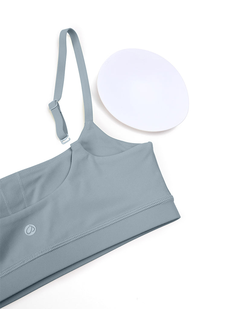 CRZ YOGA Womens Butterluxe Adjustable Spaghetti Strap Scoop Neck Bra Belgian Blue