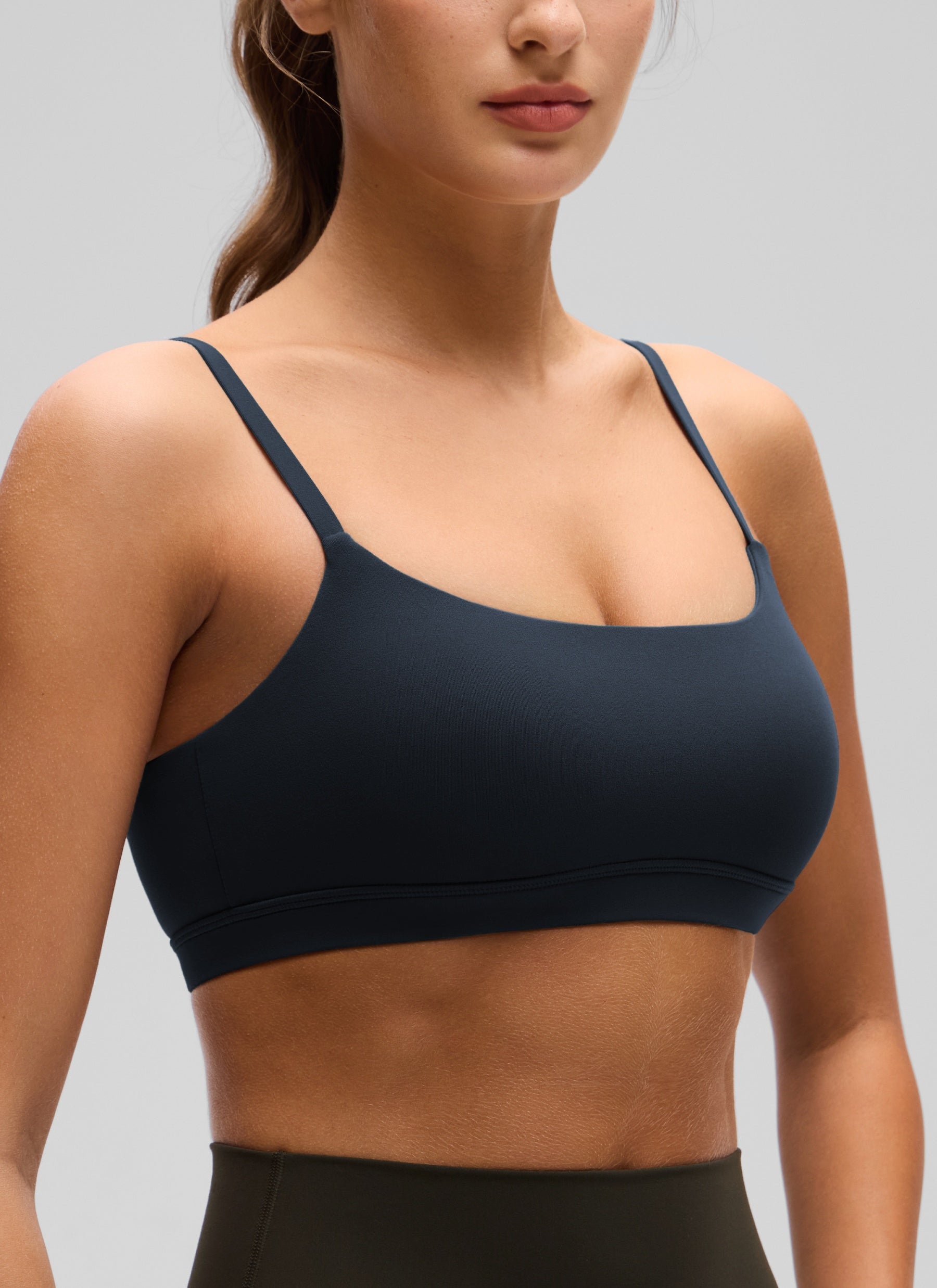 CRZ YOGA Womens Butterluxe Adjustable Spaghetti Strap Scoop Neck Bra True Navy @model_info:Anano