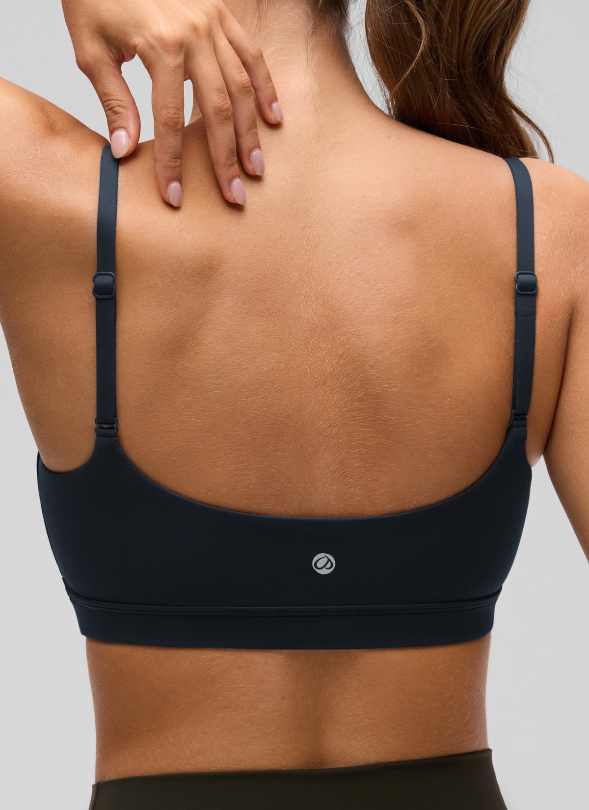 CRZ YOGA Womens Butterluxe Adjustable Spaghetti Strap Scoop Neck Bra True Navy @model_info:Anano