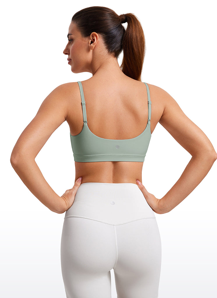 CRZ YOGA Womens Butterluxe Adjustable Spaghetti Strap Scoop Neck Bra Green Palm Court