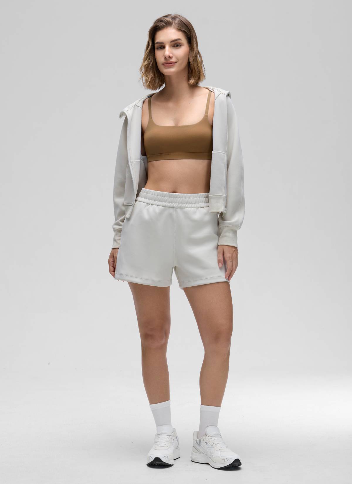 CRZ YOGA Womens Butterluxe Adjustable Spaghetti Strap Scoop Neck Bra Allspice @model_info:Jaynne