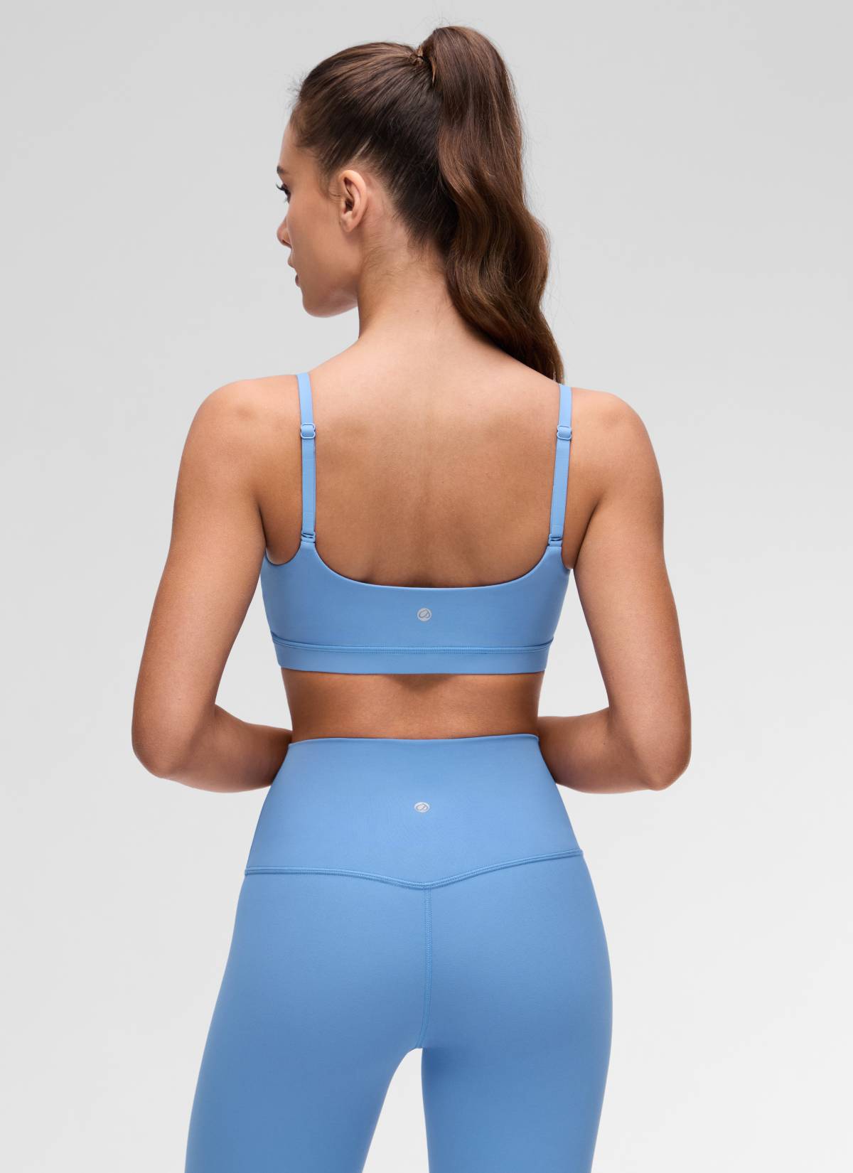 CRZ YOGA Womens Butterluxe Adjustable Spaghetti Strap Scoop Neck Bra Party Blue @model_info:Maria