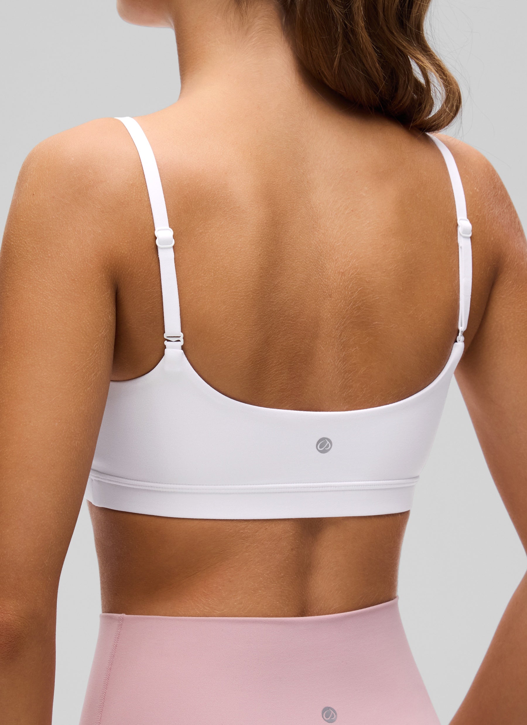 CRZ YOGA Womens Butterluxe Adjustable Spaghetti Strap Scoop Neck Bra White @model_info:Anano