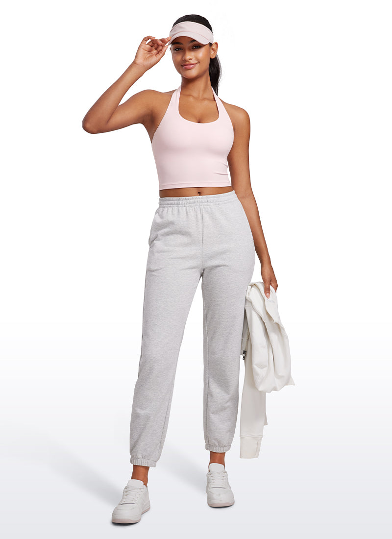 CRZ YOGA Womens Butterluxe Halter Longline Sports Bra Crop Tank Tops Strawberry Pink