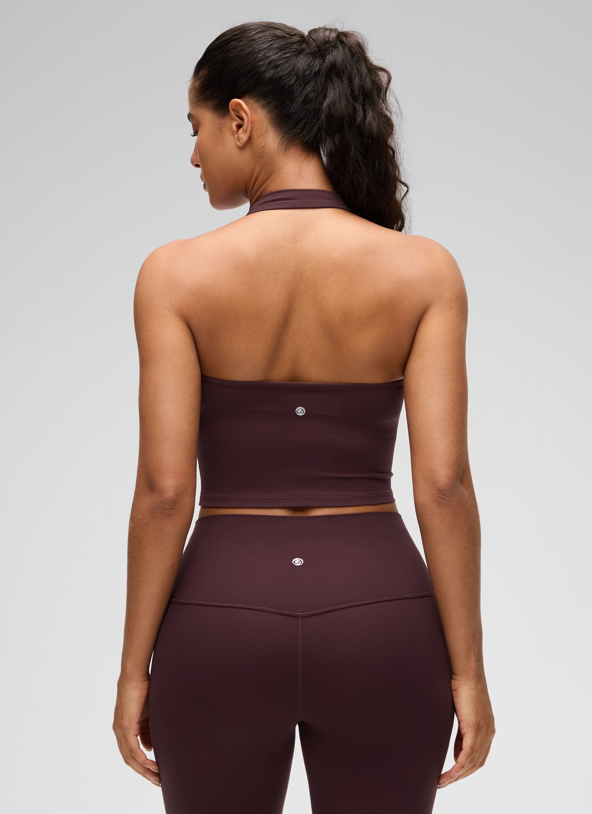 CRZ YOGA Womens Butterluxe Halter Longline Sports Bra Crop Tank Tops Ripe Plum