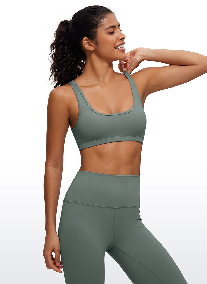 CRZ YOGA Women Butterluxe Scoop Neck Cami Padded Mini Bra Black