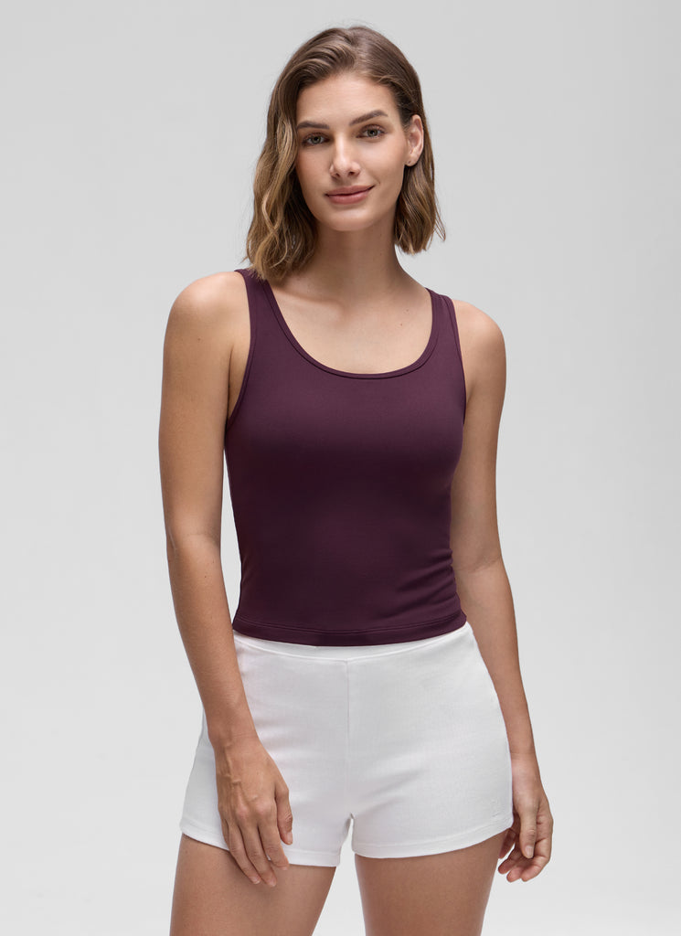 CRZ YOGA Women's Yoga Butterluxe Tight Fit Tank Tops Racerback Deep Purple