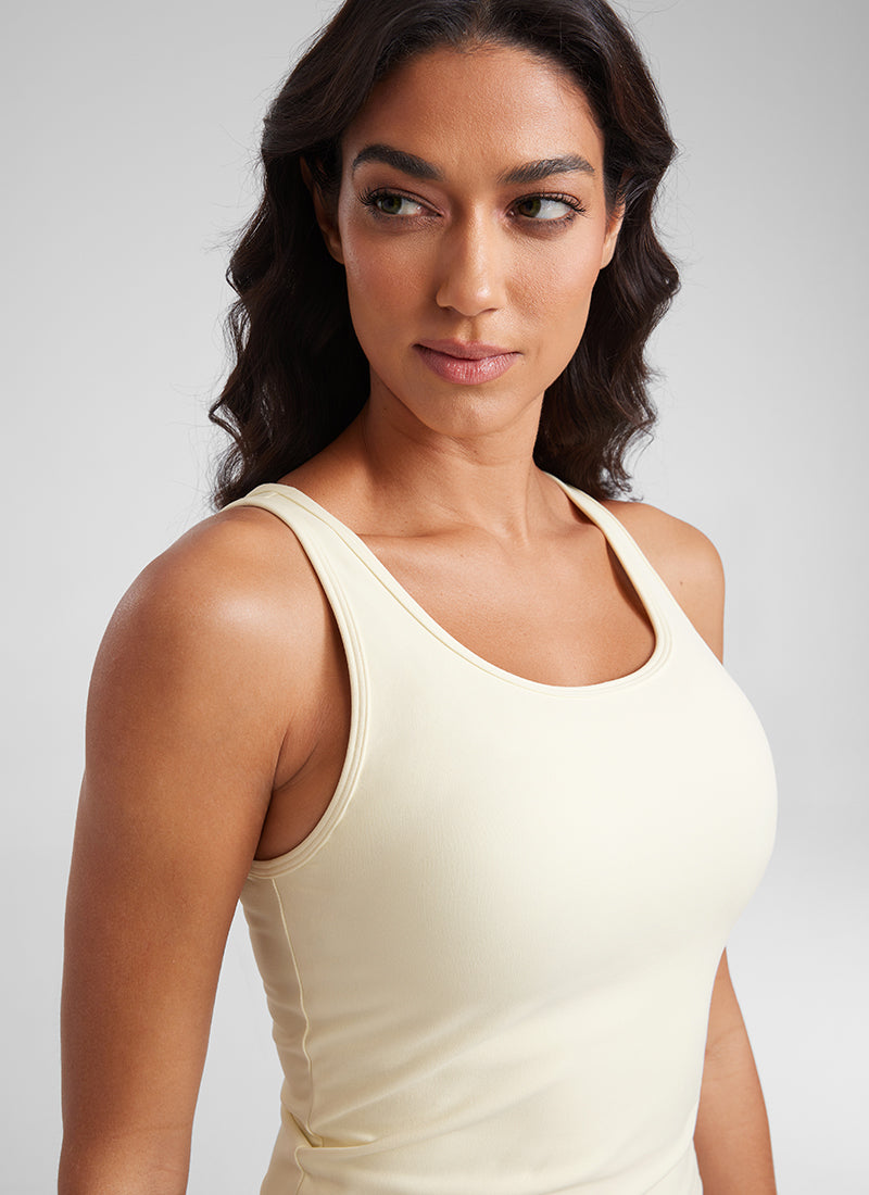 CRZ YOGA Women's Yoga Butterluxe Tight Fit Tank Tops Racerback Gloam Yellow Light