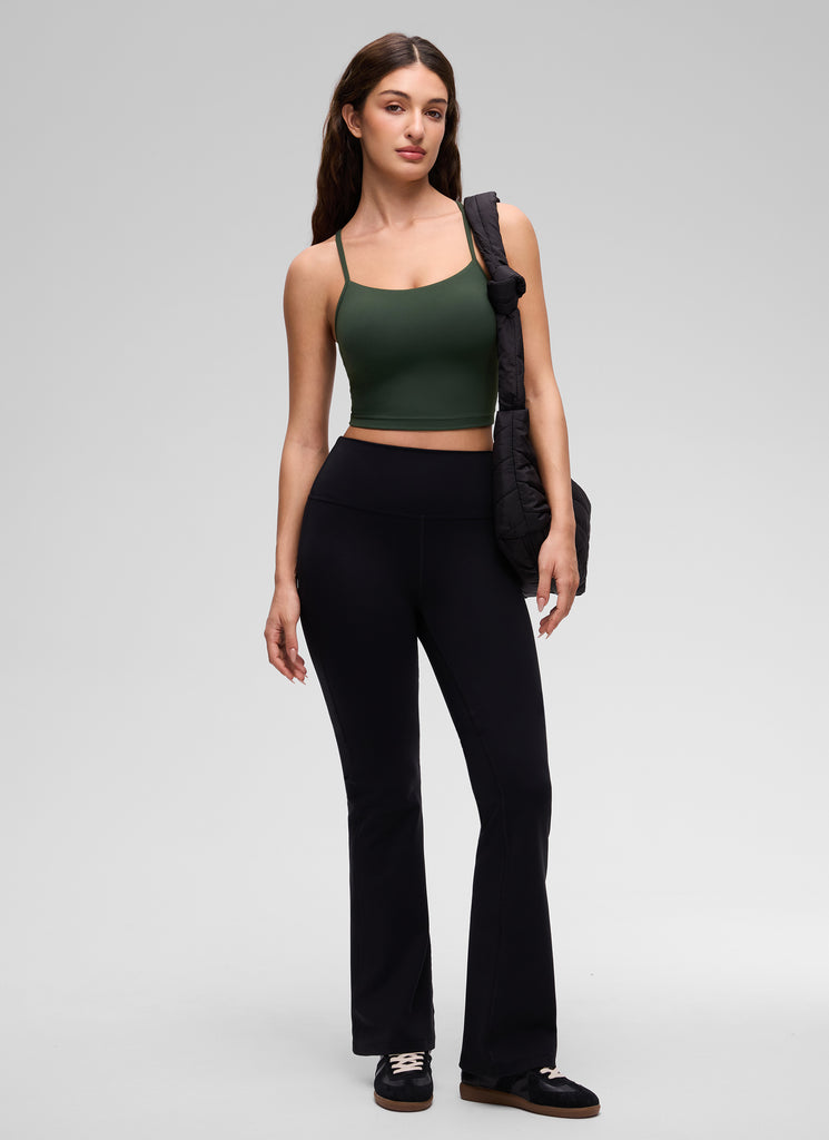 CRZ YOGA Womens Butterluxe Y Back Longline Sports Bras Crop Tank Top Legend Green