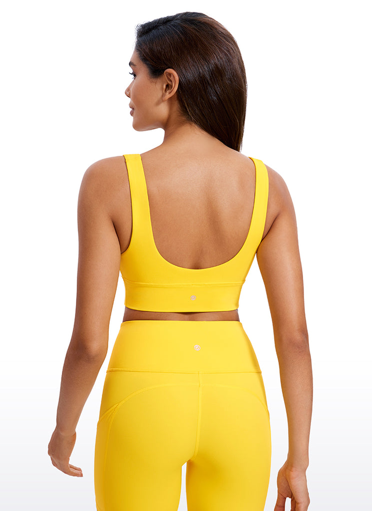 CRZ YOGA Women's Light Support Butterluxe Yoga Bra Longline U back V Neck Green Jade