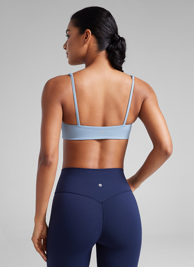 CRZ YOGA Women Butterluxe Square Neck Cami Padded Mini Bra Cambric Blue