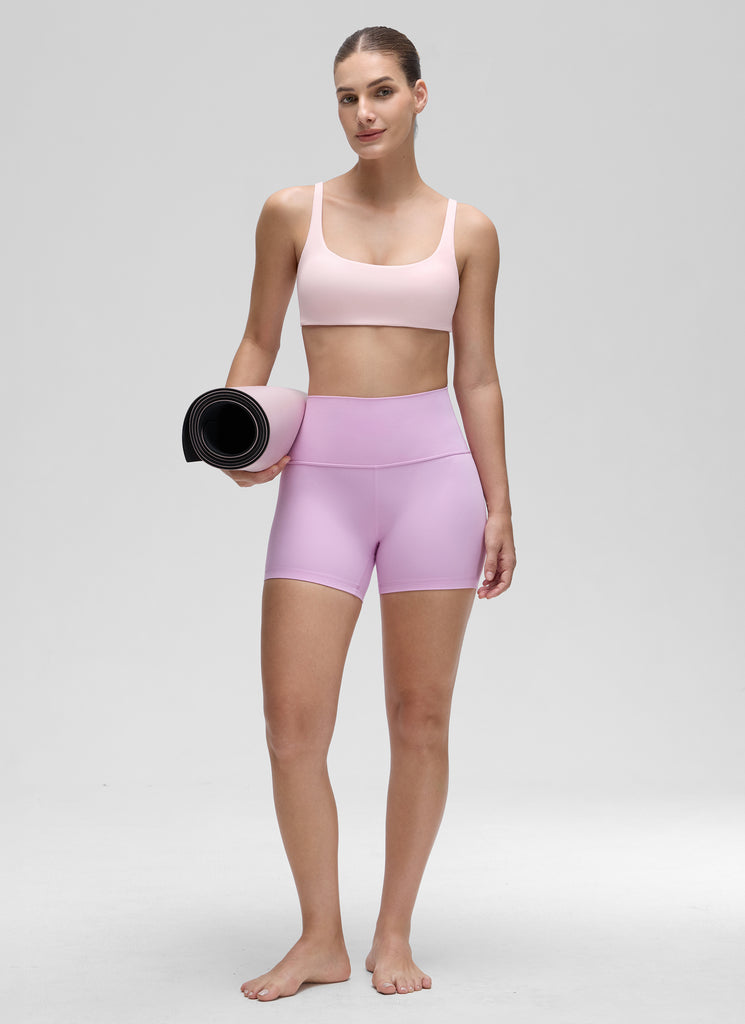 CRZ YOGA Women Butterluxe Square Neck Cami Padded Mini Bra Strawberry Pink