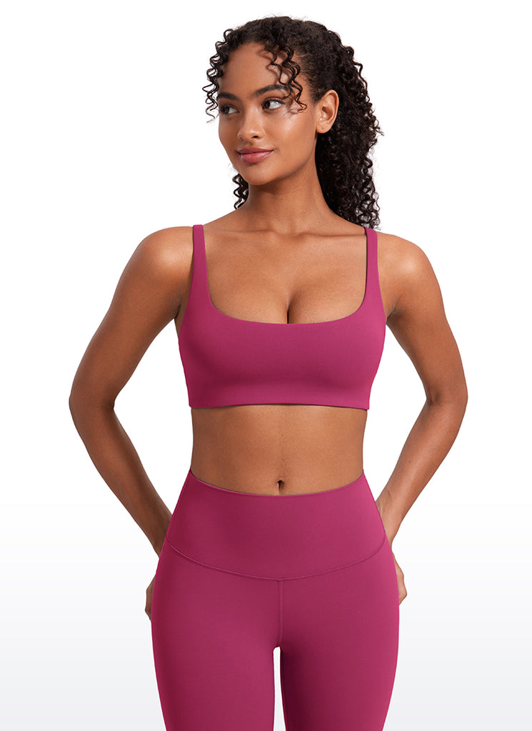 CRZ YOGA Women Butterluxe Square Neck Cami Padded Mini Bra Grape Thistle Purple