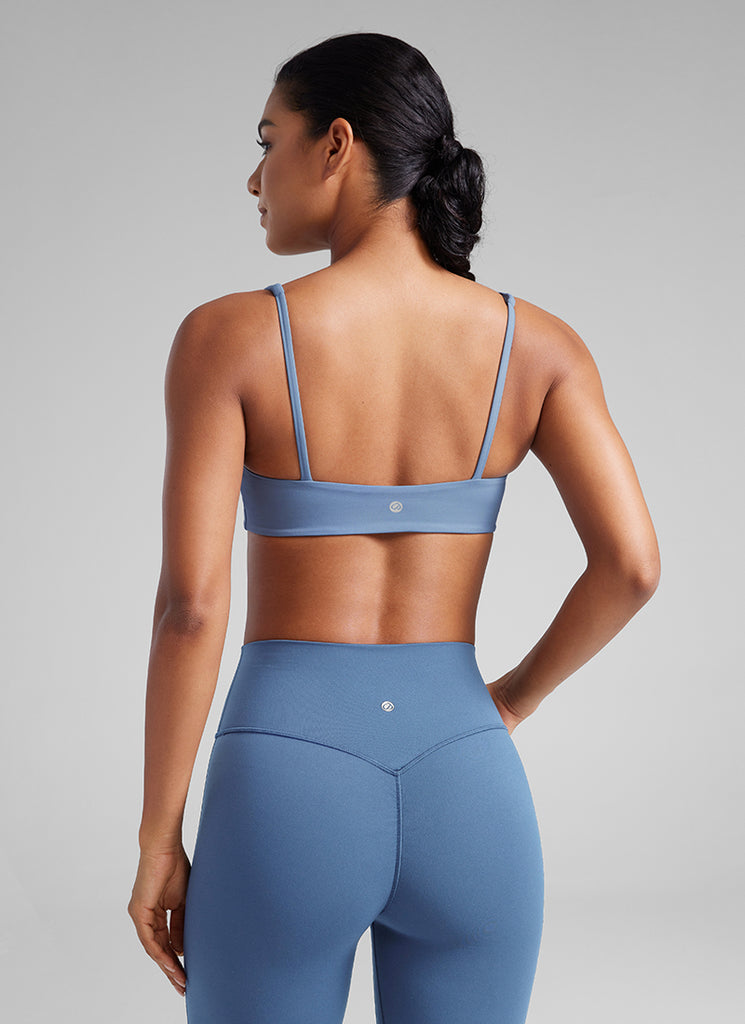 CRZ YOGA Women Butterluxe Square Neck Cami Padded Mini Bra Grape Thistle Purple