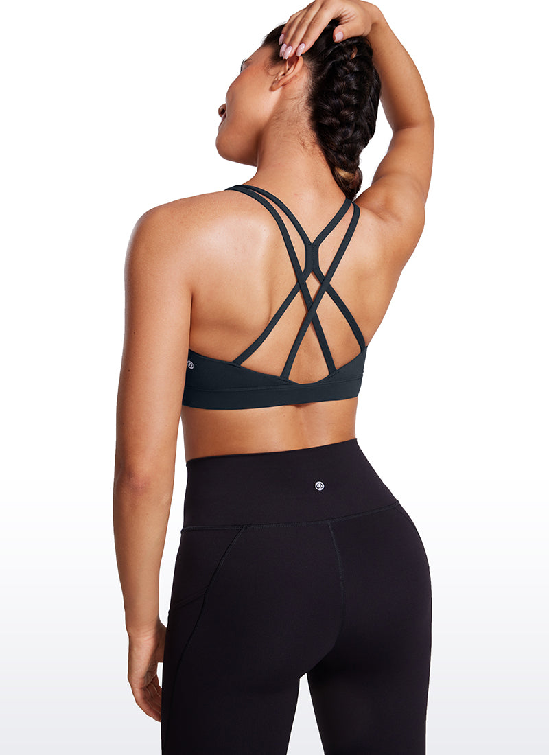 CRZ YOGA Womens Butterluxe Longline Sports Bras Criss Cross Back True Navy