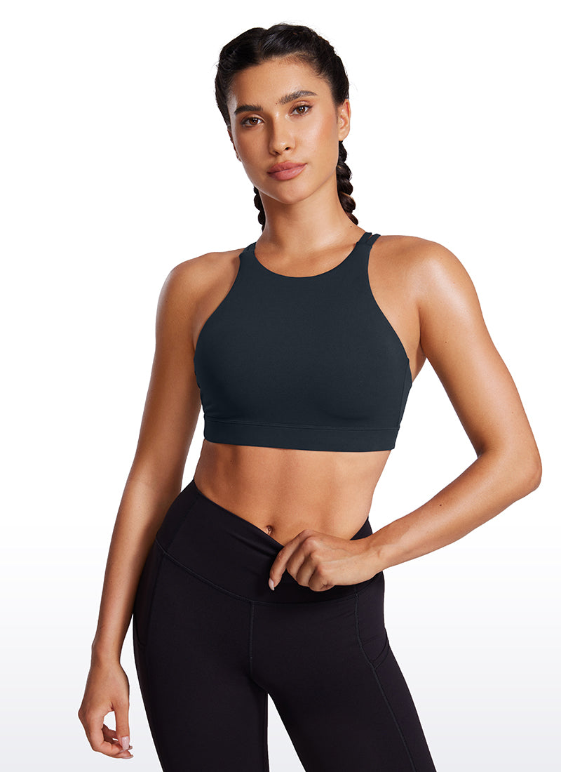 CRZ YOGA Womens Butterluxe Longline Sports Bras Criss Cross Back True Navy