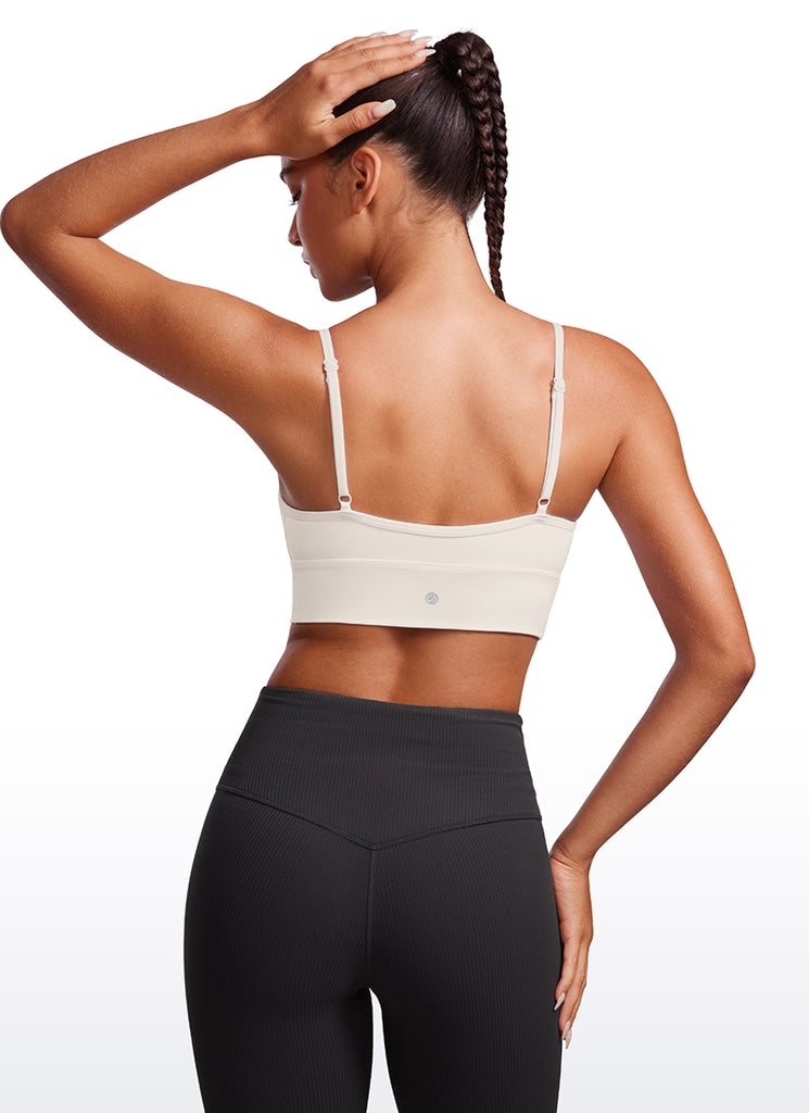 CRZ YOGA Butterluxe Womens V Neck Longline Camisole Yoga Padded Sports Bra White