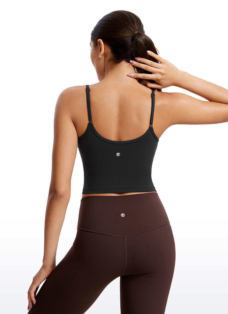 CRZ YOGA Butterluxe Womens V Neck Longline Yoga Padded Sports Bra Black