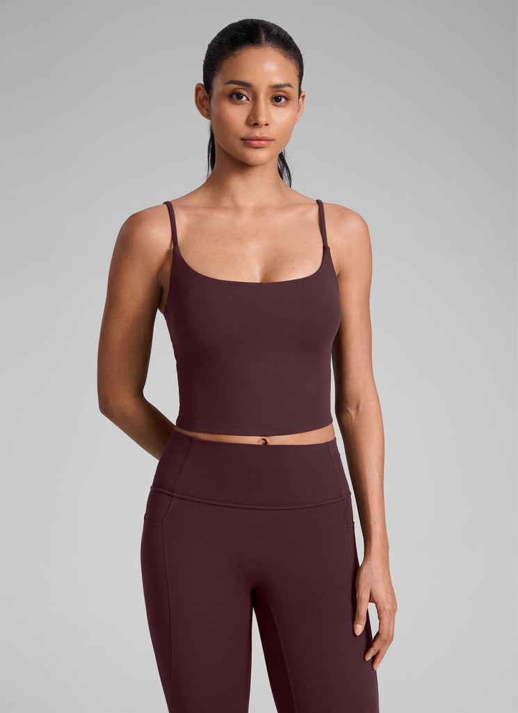 CRZ YOGA Womens Butterlift Scoop Neck U Back Yoga Longline Sports Bra Ripe Plum