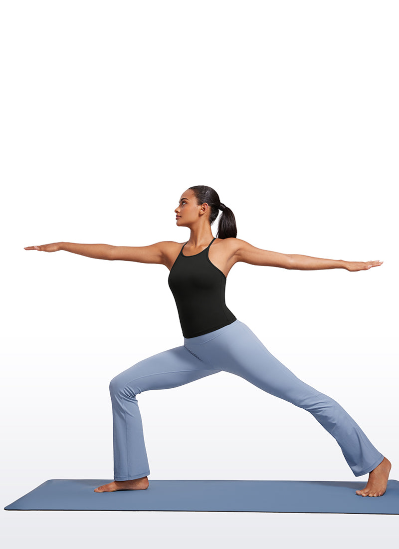 CRZ YOGA Women's Yoga Butterluxe Halter High Neck Padded Tanks Y Back Black